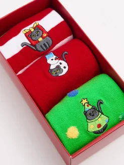 Cropp Akcesoria Świąteczne|Skarpety, Rajstopy*3 pack świątecznych skarpet z kotami