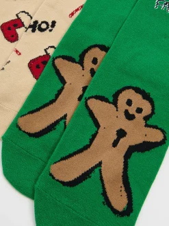 Cropp Akcesoria Świąteczne|Skarpety, Rajstopy*2 pack świątecznych skarpet w pierniczki