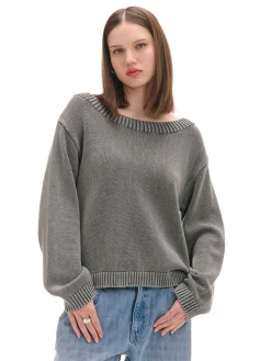 Cropp Swetry*Antracytowy sweter z odkrytymi ramionami