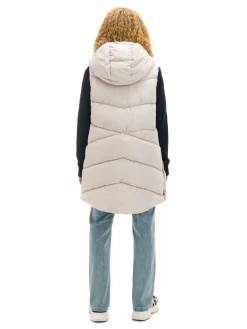 Cropp Kurtki, Płaszcze*Beżowa kamizelka puffer z kapturem