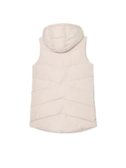 Cropp Kurtki, Płaszcze*Beżowa kamizelka puffer z kapturem