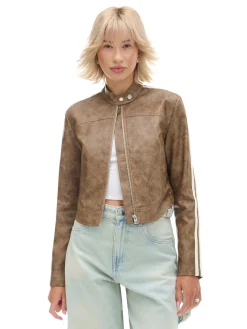 Cropp Kurtki, Płaszcze*Beżowa kurtka biker