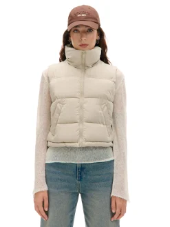 Cropp Kurtki, Płaszcze*Beżowa pikowana kamizelka