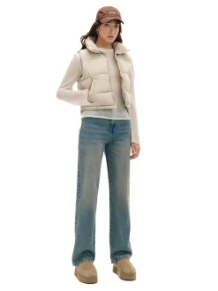 Cropp Kurtki, Płaszcze*Beżowa pikowana kamizelka