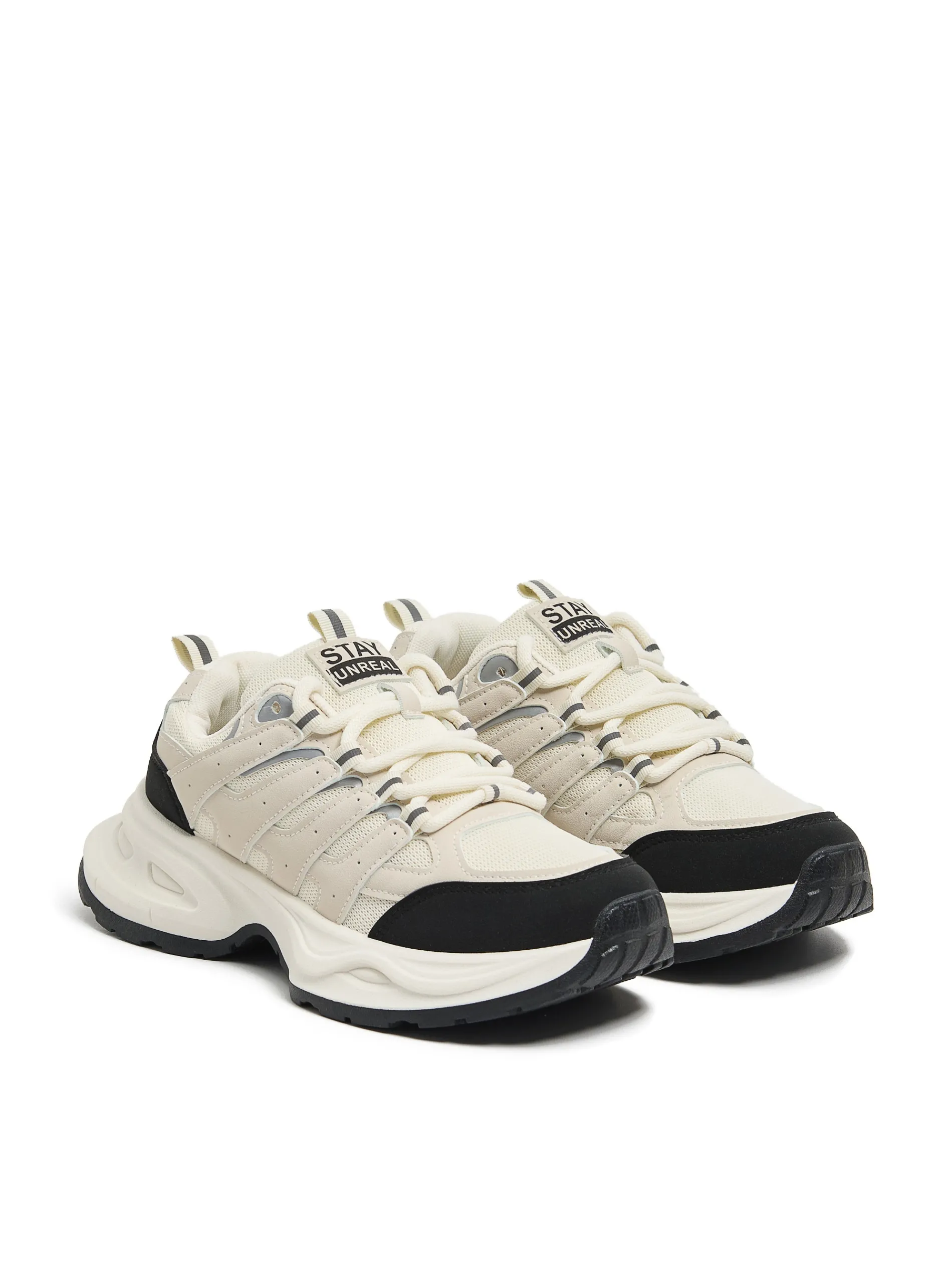 Cropp Sneakersy*Beżowe sneakersy z odblaskowymi elementami