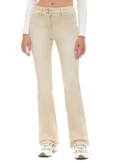 Cropp Spodnie*Beżowe spodnie flare z efektem sprania