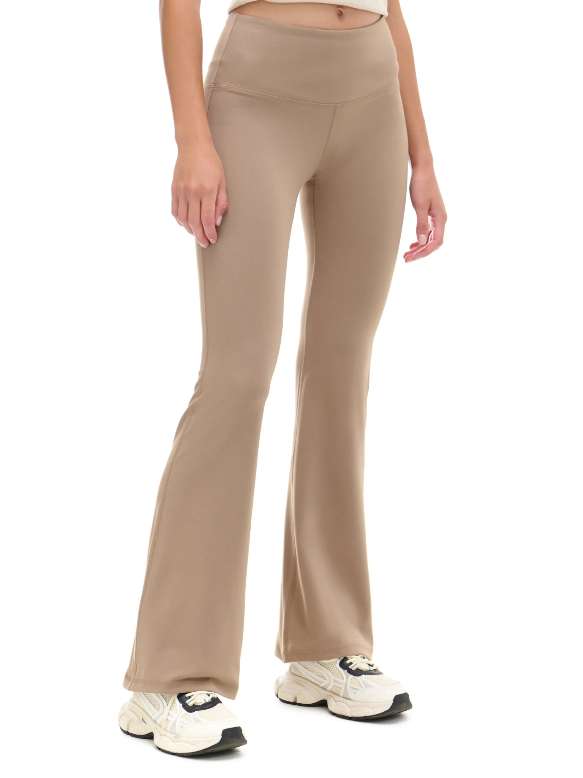 Cropp Spodnie*Beżowe spodnie flare z wysokim stanem