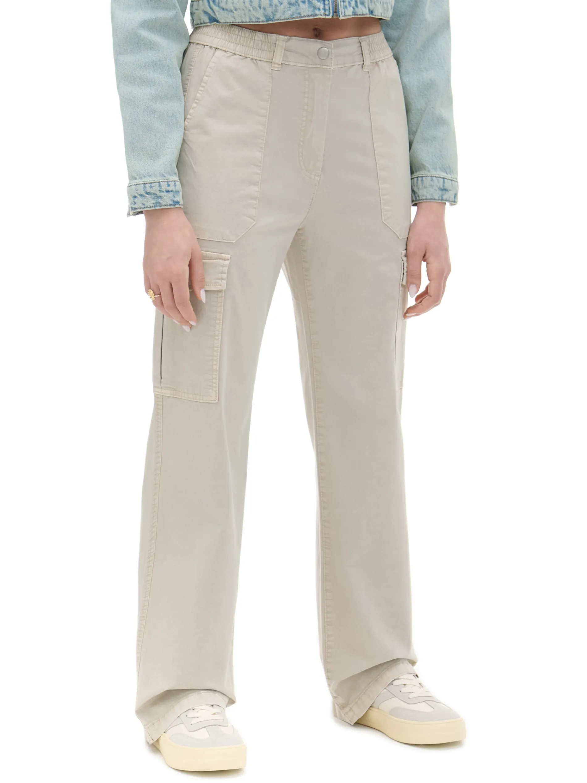 Cropp Spodnie*Beżowe spodnie straight cargo