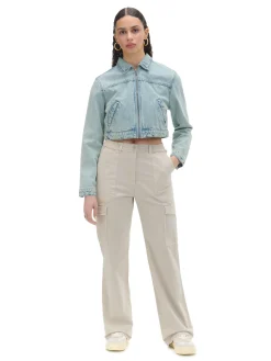 Cropp Spodnie*Beżowe spodnie straight cargo