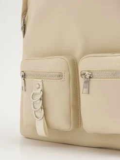 Cropp Torby, Plecaki*Beżowy plecak z metalowymi detalami