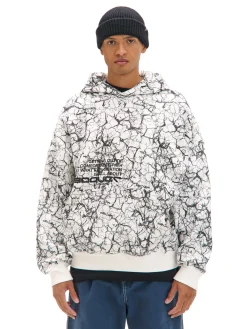 Cropp Bluzy*Biała bluza hoodie z nadrukiem all over