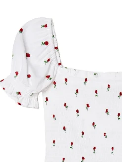 Cropp Koszule, Bluzki*Biała bluzka crop top w kwiaty