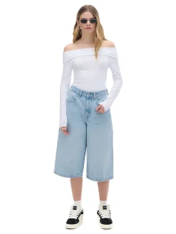 Cropp Koszulki, Topy*Biała bluzka z odkrytymi ramionami