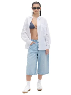 Cropp Koszule, Bluzki*Biała koszula oversize z rustykalną strukturą