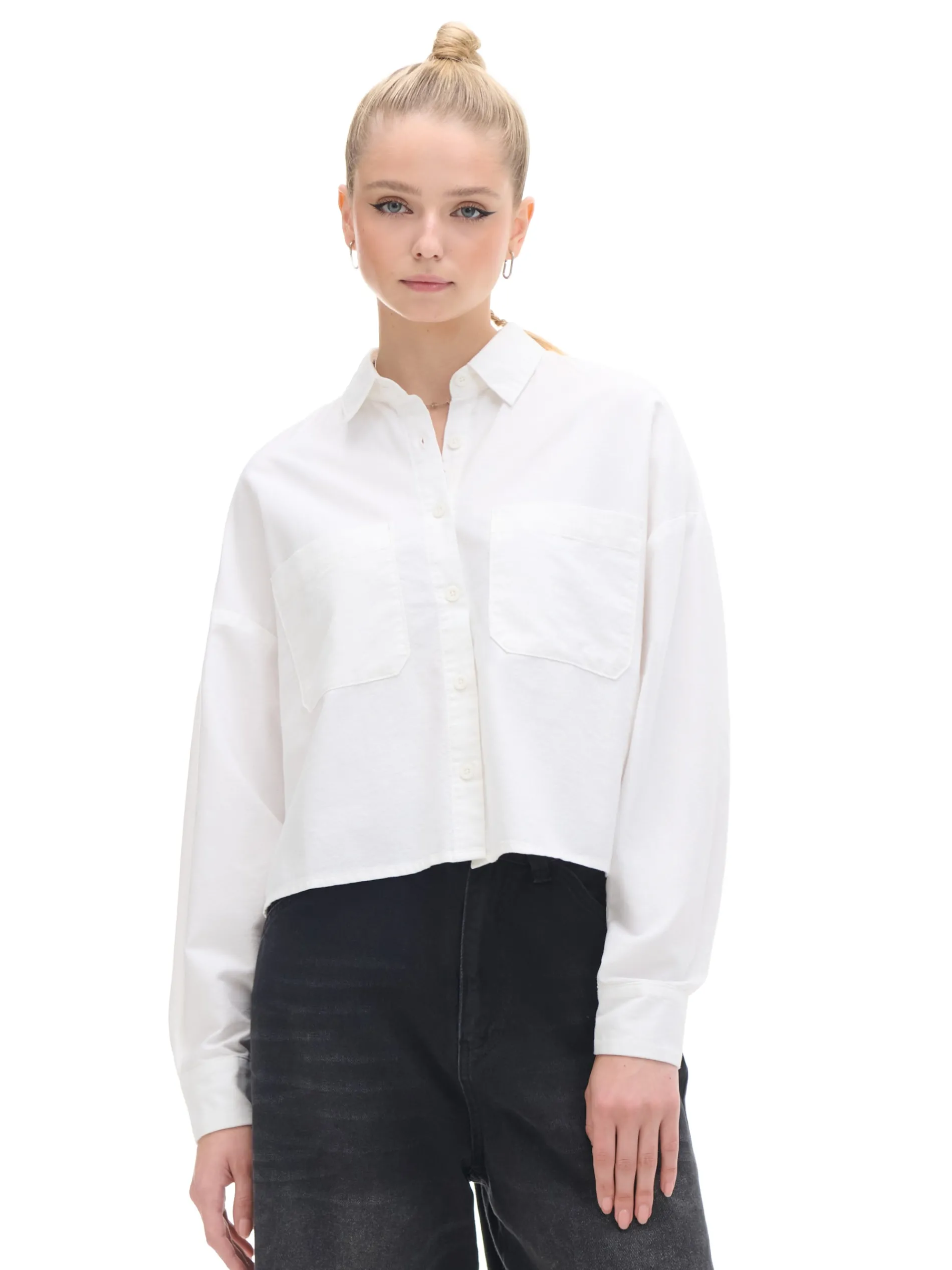 Cropp Koszule, Bluzki*Biała koszula z rozcięciami