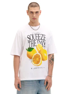 Cropp Koszulki*Biała koszulka z motywem cytryn