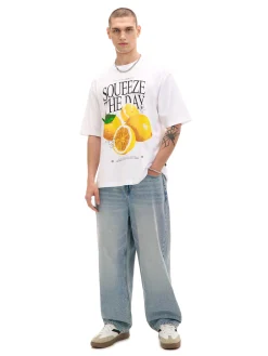 Cropp Koszulki*Biała koszulka z motywem cytryn