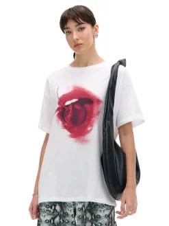 Cropp Koszulki, Topy*Biała koszulka z motywem wiśni