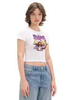 Cropp Koszulki, Topy*Biała koszulka z nadrukiem Bratz