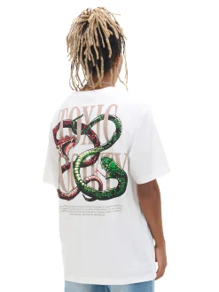 Cropp Koszulki*Biała koszulka z wężami