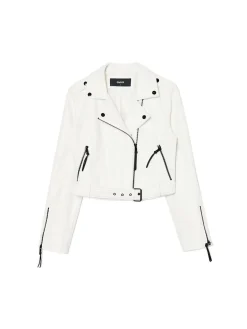 Cropp Kurtki, Płaszcze*Biała kurtka biker z imitacji skóry