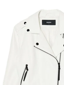 Cropp Kurtki, Płaszcze*Biała kurtka biker z imitacji skóry