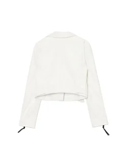 Cropp Kurtki, Płaszcze*Biała kurtka biker z imitacji skóry