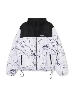 Cropp Kurtki Zimowe|Kurtki, Płaszcze*Biała kurtka puffer z nadrukiem