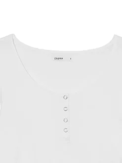 Cropp Koszulki, Topy*Biała prążkowana bluzka z długim rękawem