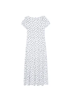 Cropp Sukienki, Kombinezony*Biała sukienka midi w kwiaty
