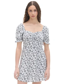 Cropp Sukienki, Kombinezony*Biała sukienka mini w kwiaty