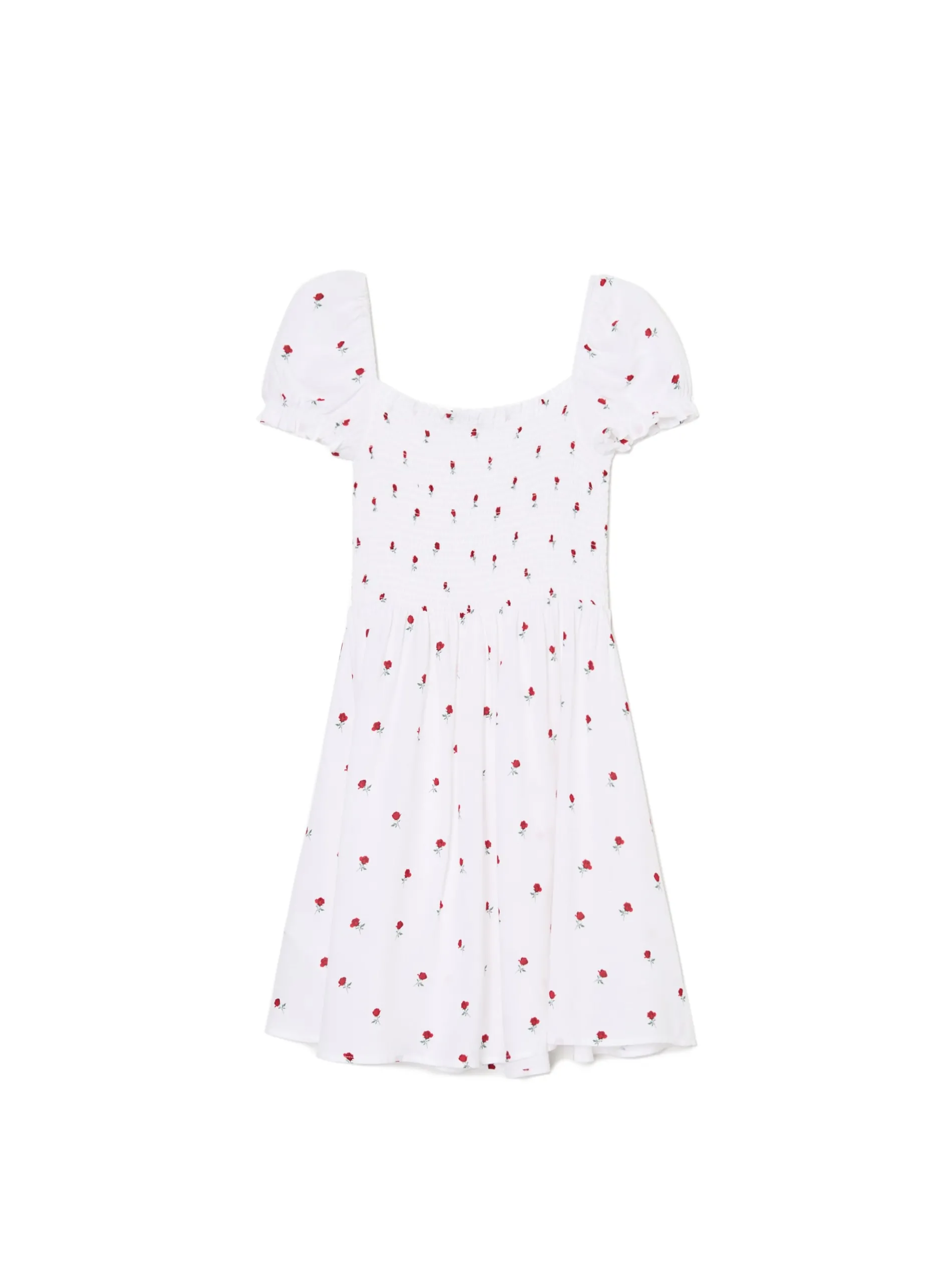 Cropp Sukienki, Kombinezony*Biała sukienka mini z bufiastymi rękawami