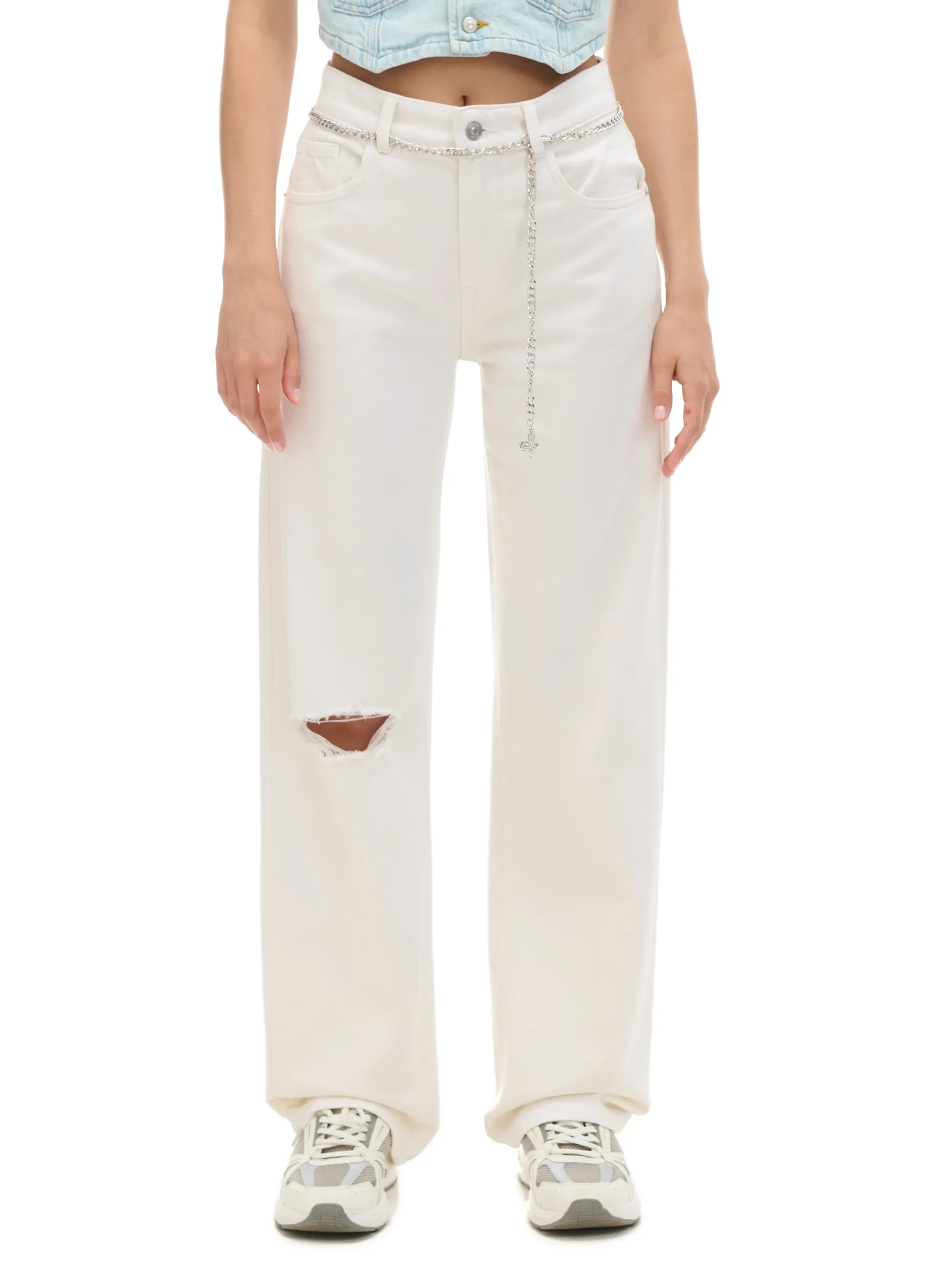 Cropp Jeansy*Białe jeansy straight