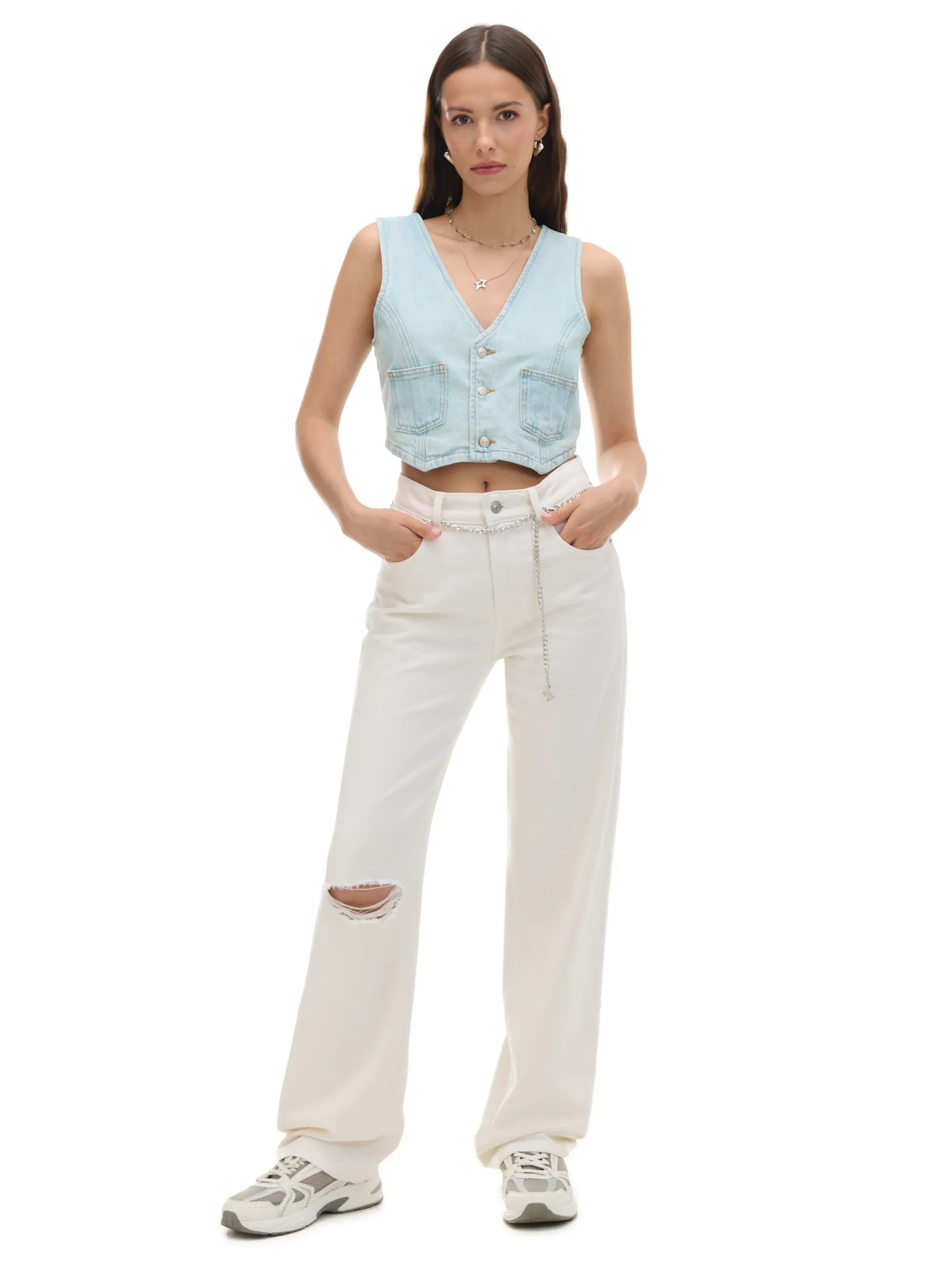 Cropp Jeansy*Białe jeansy straight