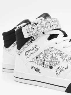 Cropp Sneakersy|Za Kostkę*Białe sneakersy z nadrukami
