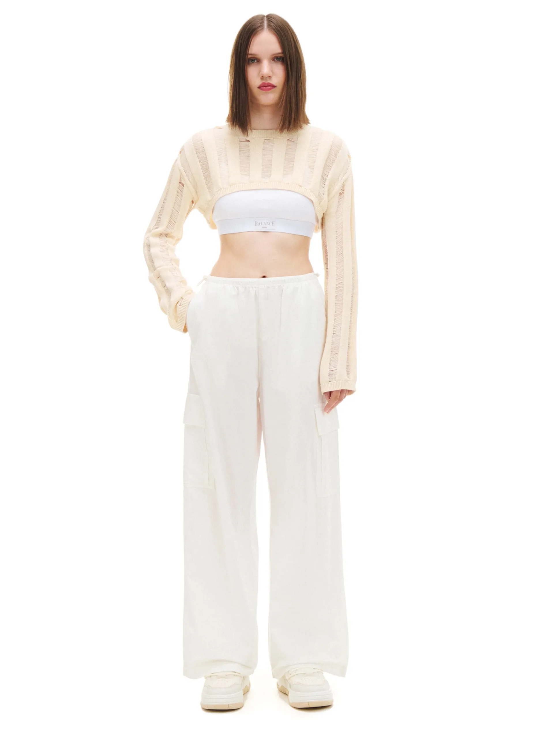 Cropp Spodnie*Białe spodnie cargo