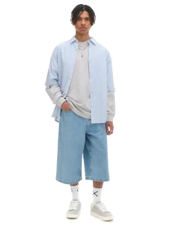 Cropp Koszule*Biało-błękitna koszula z krótkim rękawem