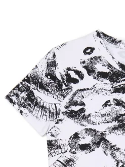 Cropp Koszulki, Topy*Biało-czarna koszulka z motywem ust