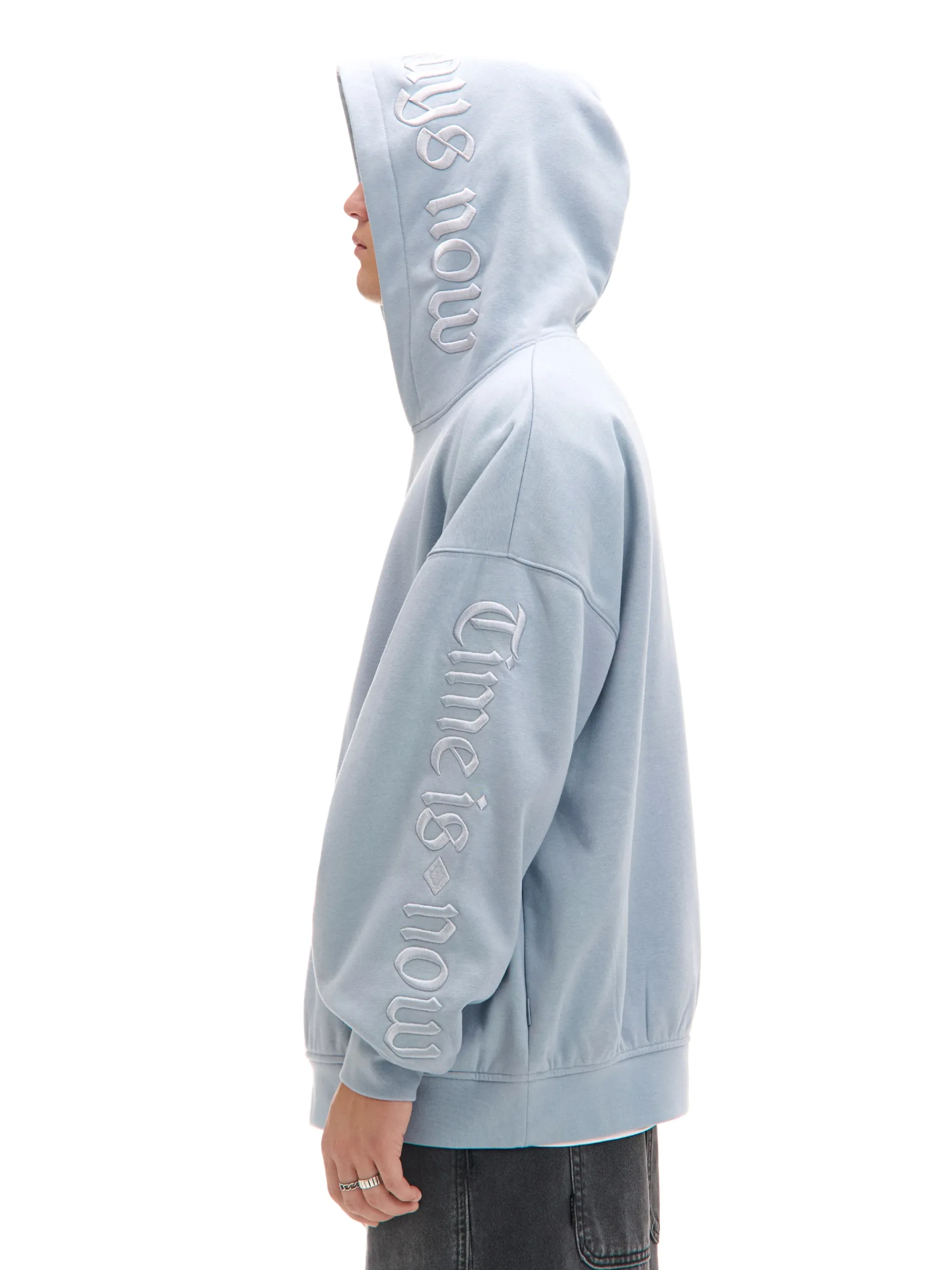 Cropp Bluzy*Błękitna bluza z kapturem i naszywkami