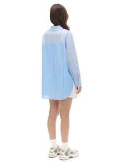 Cropp Koszule, Bluzki*Błękitna koszula oversize w pionowe paski