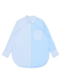 Cropp Koszule, Bluzki*Błękitna koszula oversize w pionowe paski