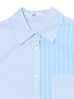 Cropp Koszule, Bluzki*Błękitna koszula oversize w pionowe paski