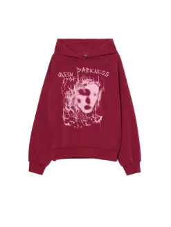 Cropp Bluzy|Sety*Bordowa bluza z kapturem i nadrukiem