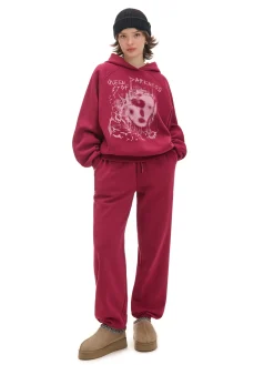 Cropp Bluzy|Sety*Bordowa bluza z kapturem i nadrukiem