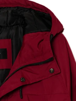 Cropp Kurtki Zimowe|Kurtki, Płaszcze*Bordowy płaszcz z kapturem