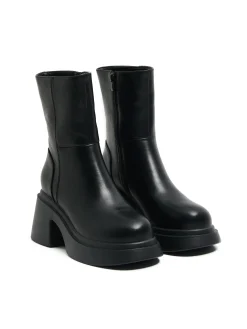 Cropp Botki, Trzewiki*Botki z imitacji skóry na słupku