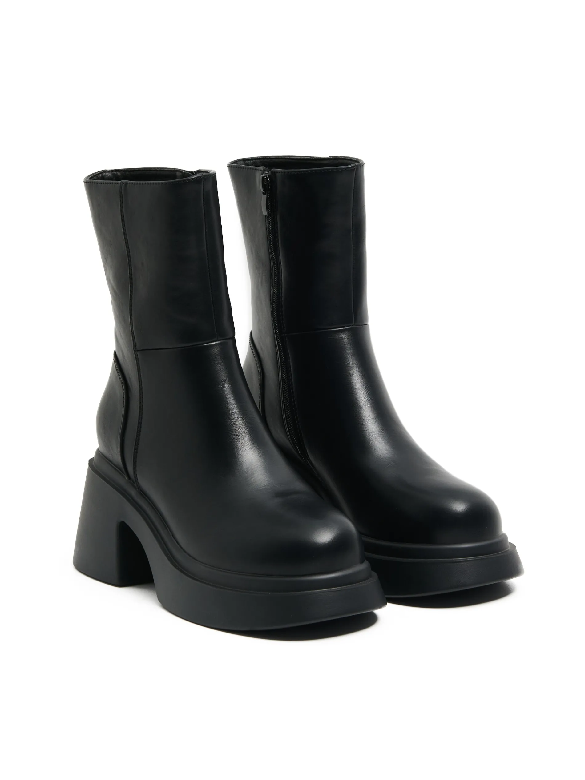 Cropp Botki, Trzewiki*Botki z imitacji skóry na słupku