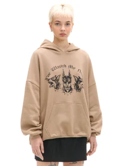 Cropp Unisex|Unisex*Brązowa bluza hoodie z dobermanami UNISEX