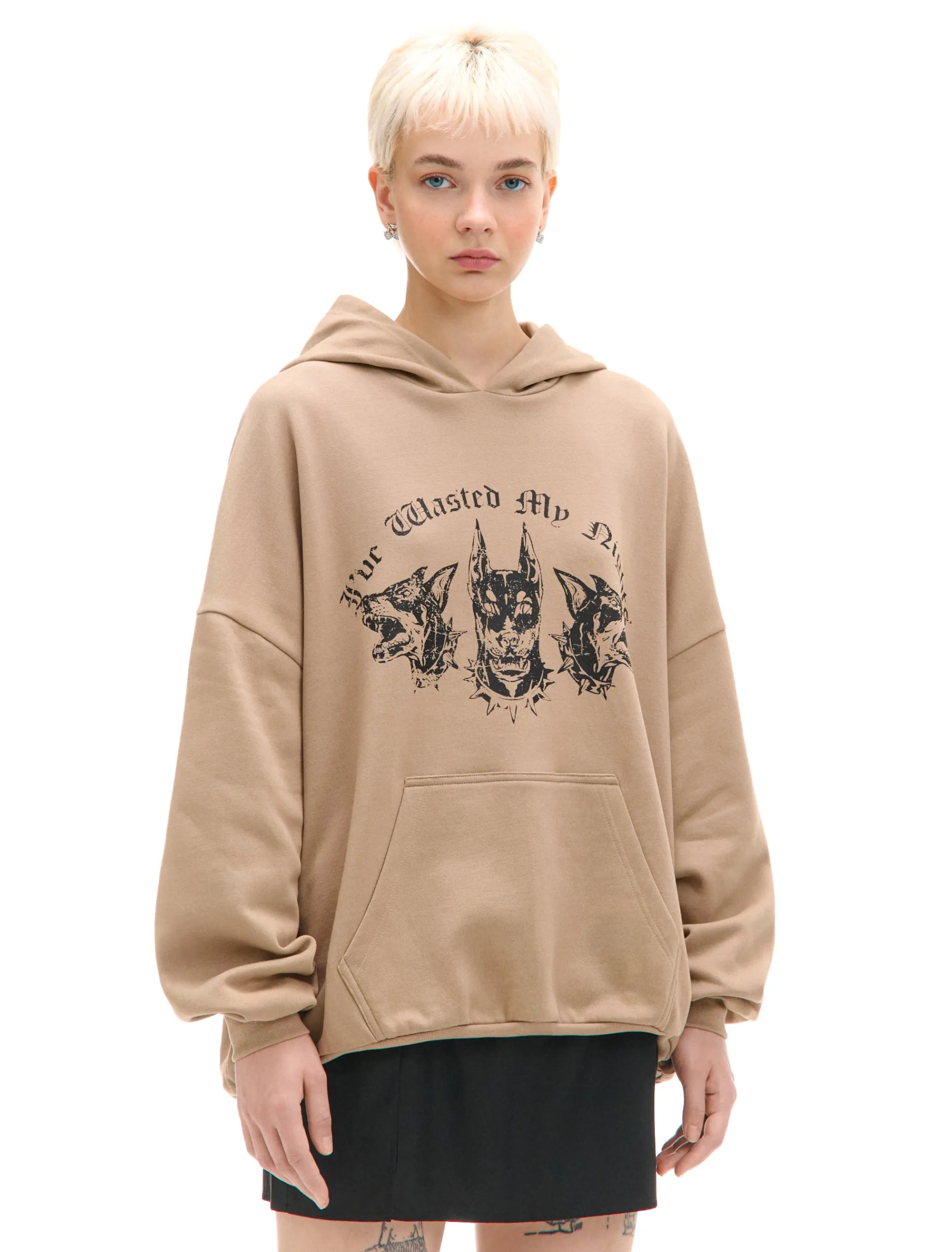 Cropp Unisex|Unisex*Brązowa bluza hoodie z dobermanami UNISEX
