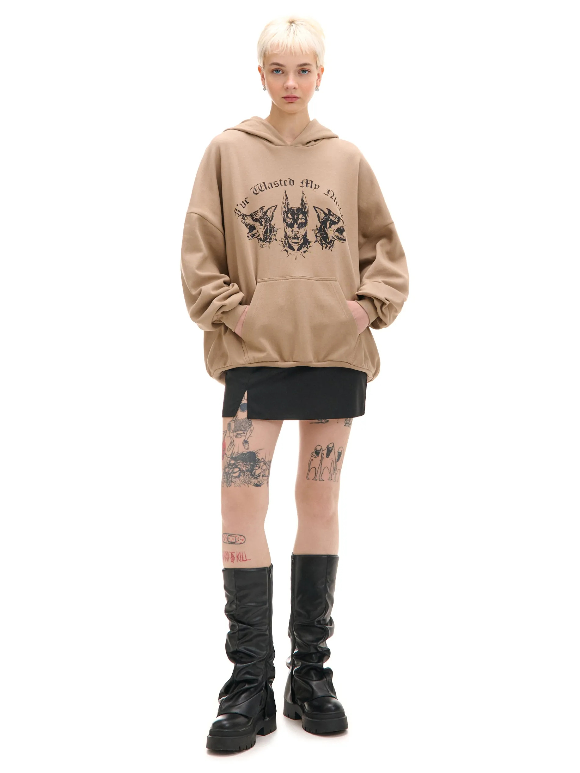 Cropp Unisex|Unisex*Brązowa bluza hoodie z dobermanami UNISEX